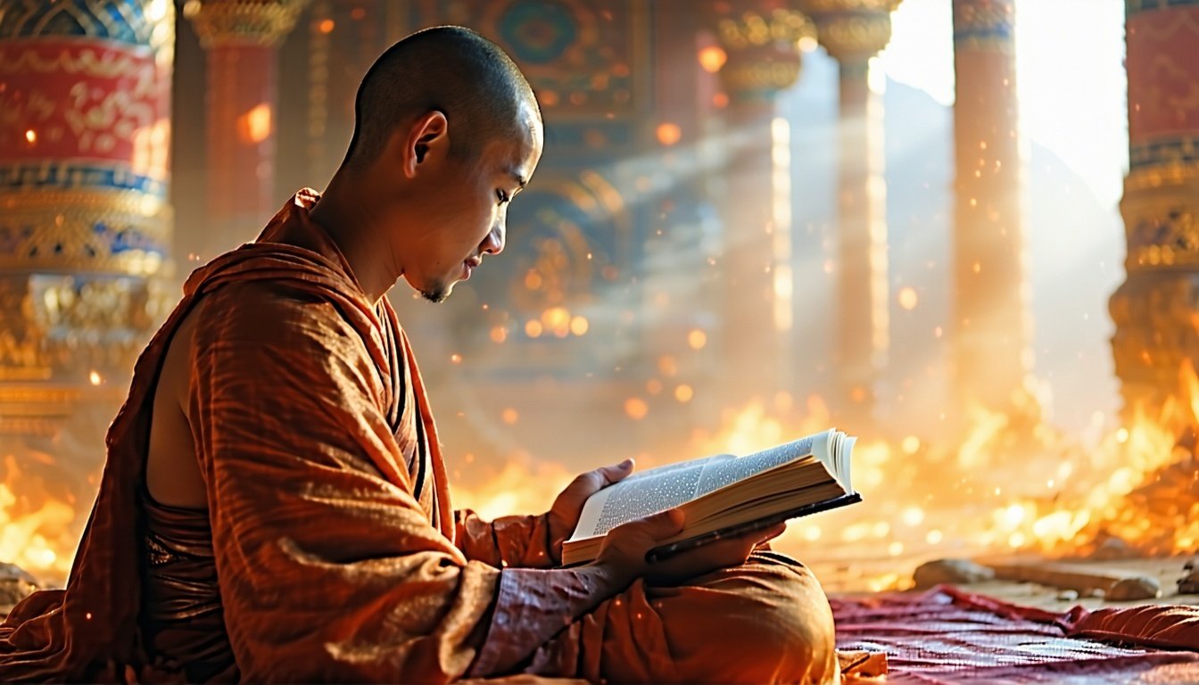 Reader experiencing enlightenment through the Superbook
